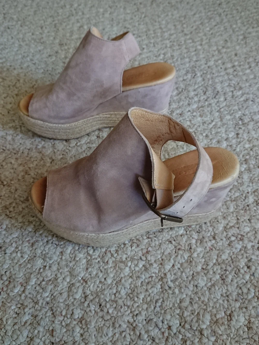 Cordani Taupe Open Toe Espadrille Suede Wedge Sandals size 6
